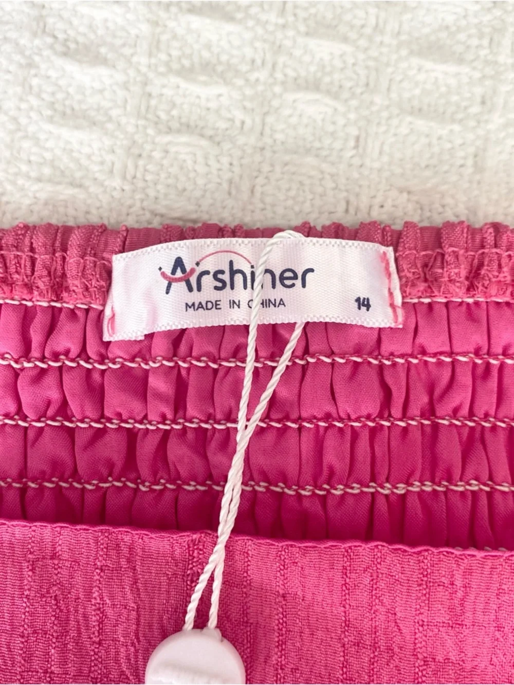 Arshiner Bright Pink Smocked dress NWT size 14